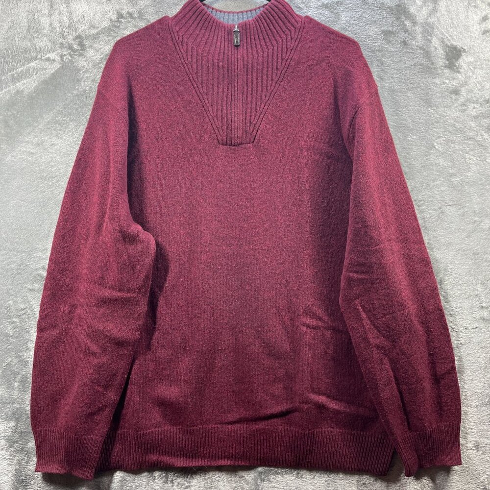 Lambswool Mens Sweater Hudson North Size Extra Large 1/4 Zip Oversized
